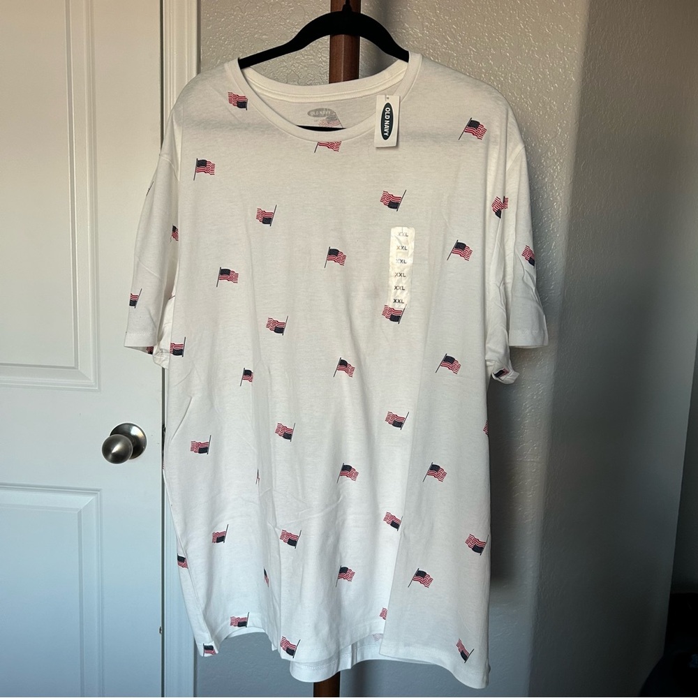 NWT M White Old Navy American Flag T Shirt Size XXL |A14